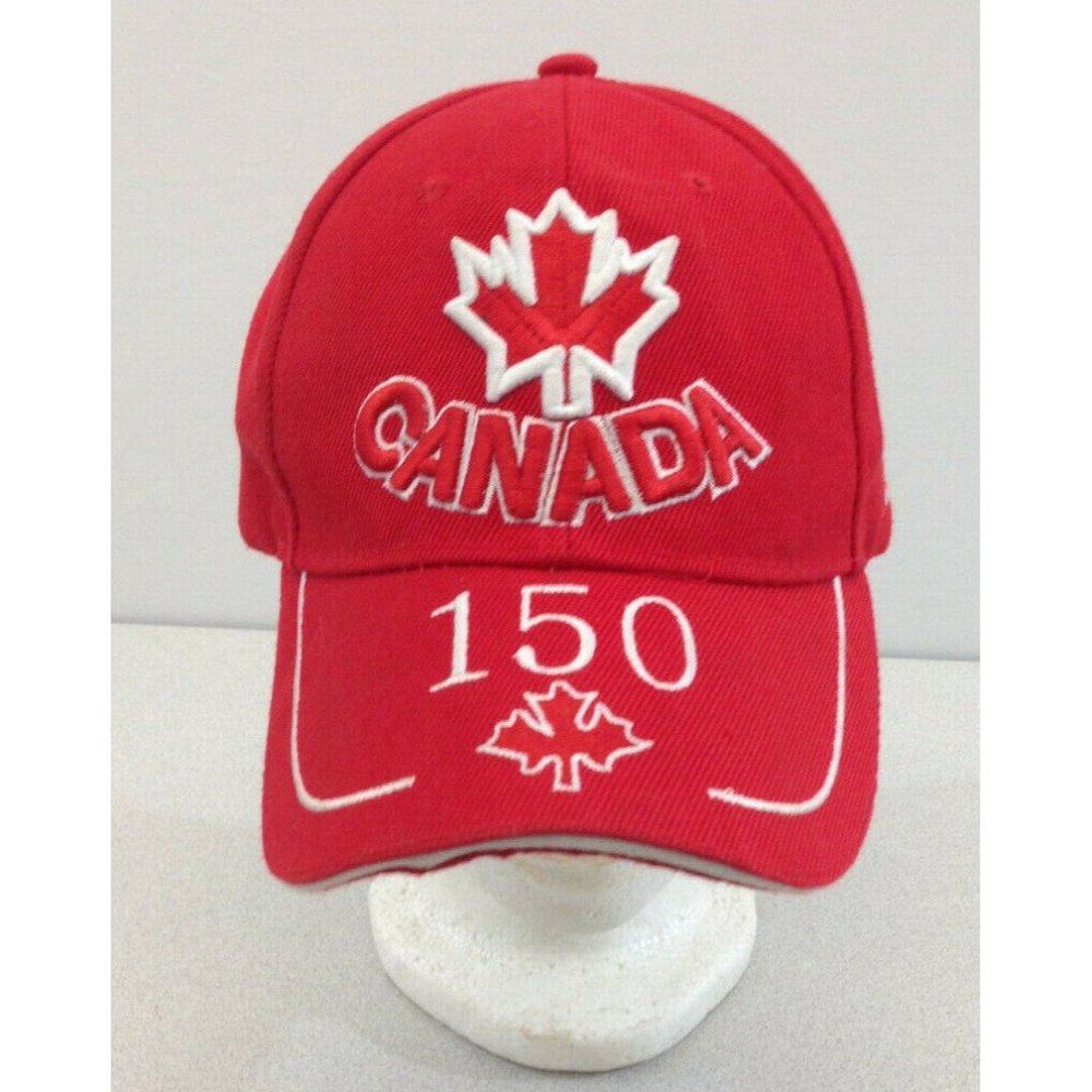 CANADA 150 YEARS Embroidered  Red Strapback  Baseball Cap